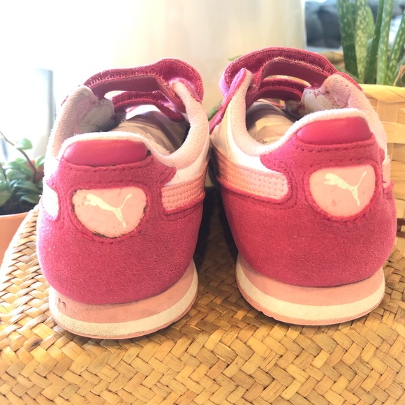PUMA Cabana Racer Mesh V Kids Velcro Sneaker in Whitebright Rose-peony - Picture 3 of 4